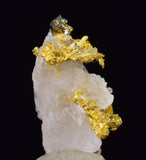 0.6 cms UNIQUE NATIVE GOLD INCAS PYRITE CUBES PERU QUARTZ CRYSTALS LB125
