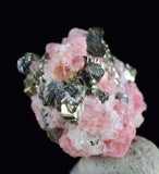 1.2cms RHODOCHROSITE PYRITE CHINA CRYSTAL RHOMBOHEDRAL MINIATURE RB636