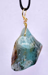 GEM BLUE OPAL SCENIC PERU TUMBLED PENDANT BLACK NECKLACE SEASCAPE JEWELRY JB15