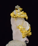0.6 cms UNIQUE NATIVE GOLD INCAS PYRITE CUBES PERU QUARTZ CRYSTALS LB125