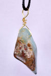 GEM BLUE OPAL SCENIC PERU TUMBLED PENDANT BLACK NECKLACE SEASCAPE JEWELRY JB15