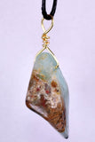 GEM BLUE OPAL SCENIC PERU TUMBLED PENDANT BLACK NECKLACE SEASCAPE JEWELRY JB15