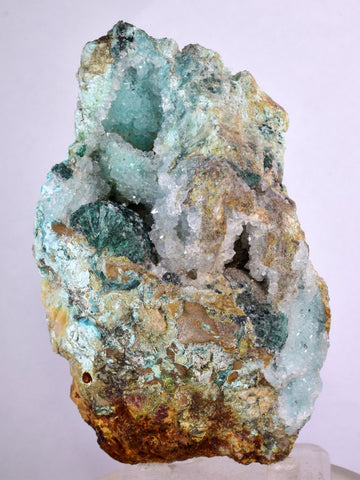 9.5cms DRUZY CHRYSOCOLLA ATACAMITE MALACHITE QUARTZ CRYSTALS LILY MINE PERU DB78