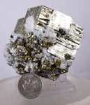 4.7cms PYRITE CUBIC QUARTZ CALCITE PERU SHINY CRYSTALS MINERAL COLLECTOR MB11