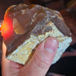 9cms GOLDEN AGATE CHALCEDONY ? BANDED ROUGH CHOCOLATE TRANSLUCENT PERU AB220