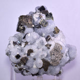 10cm  BLUE DOLOMITE SELLAITE CRYSTALS CHALCOPYRITE QUARTZ CALCITE PERU GB31