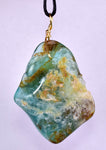 GEM BLUE OPAL SCENIC PERU TUMBLED PENDANT BLACK NECKLACE SEASCAPE JEWELRY JB18
