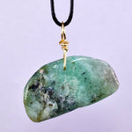 GEM BLUE OPAL SCENIC PERU TUMBLED PENDANT BLACK NECKLACE SEASCAPE JEWELRY JB13