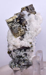 6.1cm  BLUE DOLOMITE SELLAITE CRYSTALS CHALCOPYRITE QUARTZ CALCITE PERU GB28