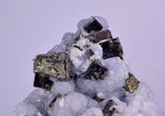 10cm  BLUE DOLOMITE SELLAITE CRYSTALS CHALCOPYRITE QUARTZ CALCITE PERU GB31