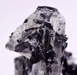 8.8cm GEM TOURMALINE SCHORL TWIN QUARTZ SHINY CRYSTALS PERU MINERAL SPECIMEN WB4