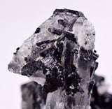 8.8cm GEM TOURMALINE SCHORL TWIN QUARTZ SHINY CRYSTALS PERU MINERAL SPECIMEN WB4