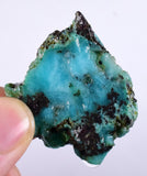 18.7grs GEM SILICA CHRYSOCOLLA  PERU CHALCEDONY QUARTZ BLUE ROUGH FACET SB63