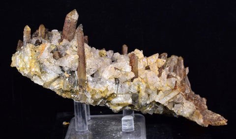 14cms CALCITE TOOTH DOG WITH QUARTZ CRYSTALS PERU SHINY MINERAL SPECIMEN GB47