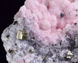 10.3cms RHODOCHROSITE ROSETTE PYRITE FLUORITE QUARTZ PERU PINK CRYSTALS RB347