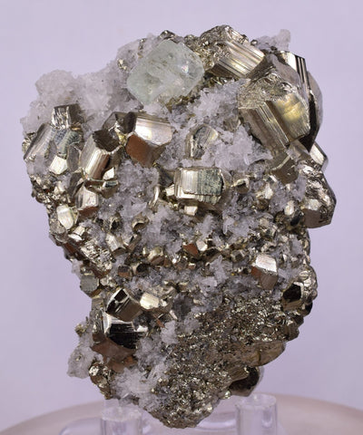 6.2cms PYRITE CUBIC FLUORITE QUARTZ PERU SHINY CRYSTALS MINERAL COLLECTOR MB142