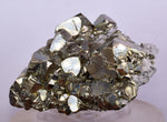7.6cms PYRITE OCTAHEDRAL PERU SHINY CRYSTALS MINERAL SPECIMEN COLLECTOR MB88