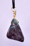 GEM BLUE OPAL SCENIC PERU TUMBLED PENDANT BLACK NECKLACE SEASCAPE JEWELRY JB17