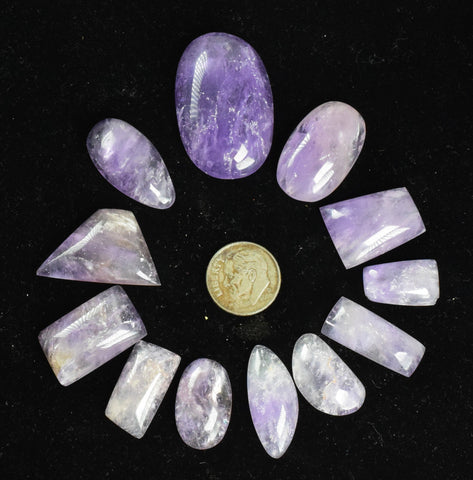 LOT 12 AMETHYST CABOCHONS QUARTZ  BOLIVIA JEWELRY PENDANT BB327