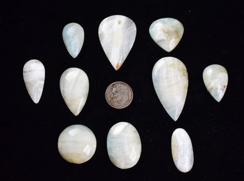 LOT  10 PERUMAR STRONTIANITE ARAGONITE SCENIC QUALITY LOOKS LIKE LARIMAR BB333