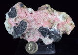 10cms RHODOCHROSITE ROSETTE PYRITE CRYSTALS PERU MINERAL SPECIMEN RB580