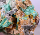 2.8cms GEM EMERALD CRYSTAL PYRITE CALCITE QUARTZ COLOMBIA MINERAL SPECIMEN EB34