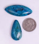 2  BLUE CHRYSOCOLLA QUARTZ MALACHITE PERU SCENIC CABOCHON PENDANT BB90