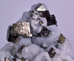 10cm  BLUE DOLOMITE SELLAITE CRYSTALS CHALCOPYRITE QUARTZ CALCITE PERU GB31
