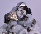 10cm  BLUE DOLOMITE SELLAITE CRYSTALS CHALCOPYRITE QUARTZ CALCITE PERU GB31