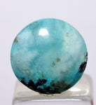3carats GEM SILICA CHRYSOCOLLA CABOCHON CHALCEDONY PERU SCENIC BB209