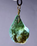 GEM BLUE OPAL SCENIC PERU TUMBLED PENDANT BLACK NECKLACE SEASCAPE JEWELRY JB11