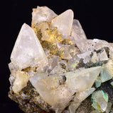 8.5cms CALCITE TOOTH DOG WITH QUARTZ CRYSTALS PERU SHINY MINERAL SPECIMEN GB45