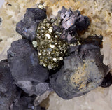 12cms GALENA QUARTZ PYRITE CRYSTAL CUBIC PERU MINERAL SPECIMEN  GB37