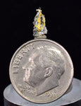 0.8cm UNIQUE NATIVE GOLD INCAS PYRITE PERU QUARTZ THUMBNAIL CRYSTAL LB176