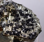 6.5cms PYRITE CUBIC QUARTZ CALCITE PERU SHINY CRYSTALS MINERAL COLLECTOR MB21