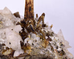 11cms CALCITE TOOTH DOG WITH QUARTZ CRYSTALS PERU SHINY MINERAL SPECIMEN QB103