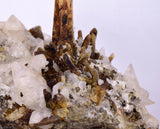 11cms CALCITE TOOTH DOG WITH QUARTZ CRYSTALS PERU SHINY MINERAL SPECIMEN QB103