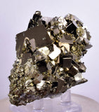 7.6cms PYRITE CUBICL PERU SHINY CRYSTALS QUARTZ MINERAL SPECIMEN COLLECTOR MB71