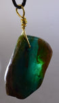 GEM BLUE OPAL SCENIC PERU TUMBLED PENDANT BLACK NECKLACE SEASCAPE JEWELRY JB16