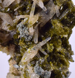 3.8cms EPIDOTE QUARTZ CRYSTALS PERU CLUSTER COLLECTOR GREEN COLOR MINERAL CB145