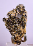 6.7cms APATITE SIDERITE QUARTZ CRYSTALS CHALCOPYRITE BORNITE PYRITE PERU AB62