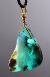 GEM BLUE OPAL SCENIC PERU TUMBLED PENDANT BLACK NECKLACE SEASCAPE JEWELRY JB17