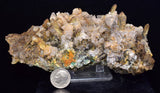 14cms CALCITE TOOTH DOG WITH QUARTZ CRYSTALS PERU SHINY MINERAL SPECIMEN GB47