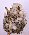 11cms CALCITE TOOTH DOG WITH QUARTZ CRYSTALS PERU SHINY MINERAL SPECIMEN QB103