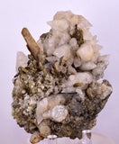 11cms CALCITE TOOTH DOG WITH QUARTZ CRYSTALS PERU SHINY MINERAL SPECIMEN QB103