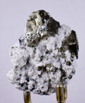 5.7cms PYRITE CUBIC QUARTZ CALCITE PERU SHINY CRYSTALS MINERAL COLLECTOR MB24