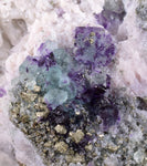 15ms  GREEN PURPLE FLUORITE PYRITE CRYSTAL PERU HUANZALA MINE SHINY KB17