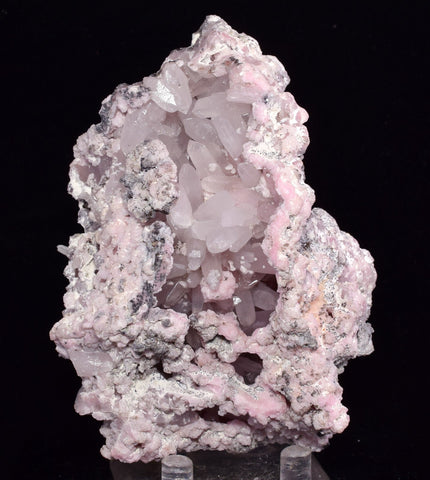 10cms RHODOCHROSITE ROSETTE QUARTZ PERU PINK CRYSTALS NEEDLES MINERAL RBZ418