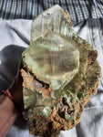 21.5cms TWIN SELENITE CRYSTALS CHRYSOCOLLA SPHERES INSIDE LILY MINE PERU TB126