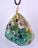 GEM BLUE OPAL SCENIC PERU TUMBLED PENDANT BLACK NECKLACE SEASCAPE JEWELRY JB14